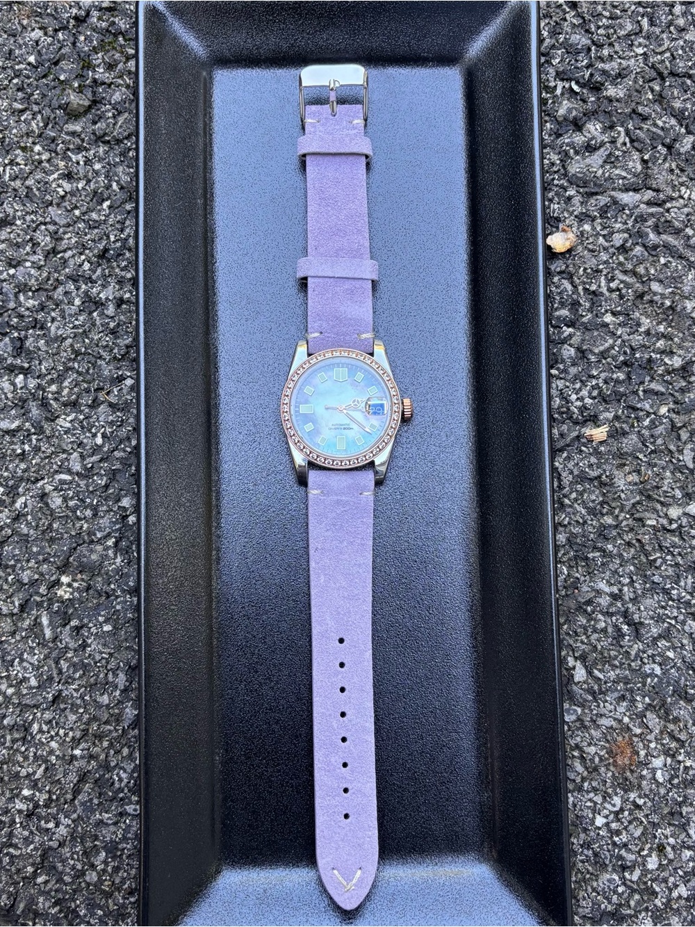 Custom Handmade Automatic Watch – Mother of Pearl Dial, Luminous Hands, Crystal
